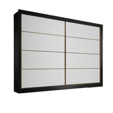 Imagem de Guarda Roupa Sevilha 2 Portas 100% Mdf Mademarcs Preto-branco Acetinado-preto