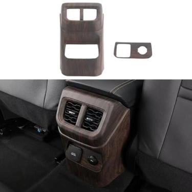 Imagem de ushilife Capa protetora para saída de ventilação de ar condicionado do assento traseiro acessórios de carro compatíveis com Ford Ranger 2022 2023 2024 capa de acabamento interior de grão de madeira