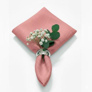 Imagem de Guardanapo em Tecido Jacquard Tradicional Falso Liso Rosa Envelhecido 
