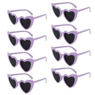 Imagem de Uintoon Óculos de sol de coração, 8 pares de óculos de sol de despedida de solteira em forma de coração, lembrancinhas de festa de noiva para mulheres e meninas, Roxa, 13in*6in*1in