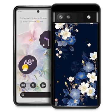 Imagem de CARLOCA Capa compatível com Google Pixel 7A, estampa de flores azuis e brancas para meninas, ultra proteção, à prova de choque, silicone macio, TPU, antiderrapante, traseira