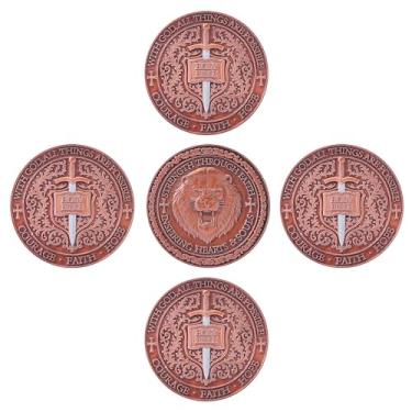 Imagem de Leafence Leão Cristão Desafio Religioso Moeda Força Através da Fé Bíblia Cruz Token Fé, Coragem e Esperança Moeda Religiosa para Homens e Mulheres, Presente Cristão Inspirador (Leão de Cobre Antigo