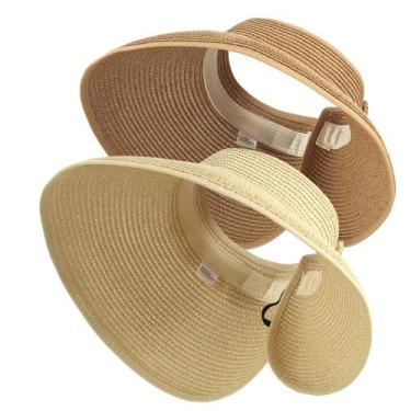 Imagem de Chapéu Kyzistn, 2 peças, palha dobrável, viseira de sol, aba larga