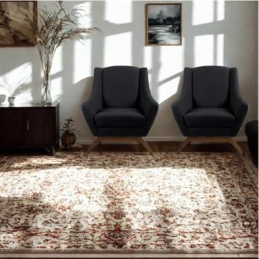 Imagem de Kit 2 Poltronas Vittória Em Linho Preto com Base fixa De Madeira - Larbelle Moderna e Confortável