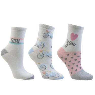 Imagem de Kit 3 Meias Feminina Soquete Algodão Antialergico Derby 7499, 34 A 39,