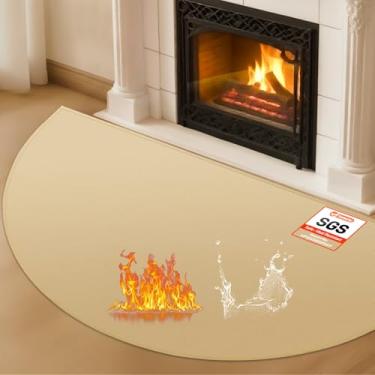 Imagem de Tapetes de lareira para lareiras resistentes ao fogo, 2'19.1 cm x 3'28.4 cm tapete de lareira à prova de fogo, almofadas de lareira para fogão a lenha lareira interior e exterior, proteger tapetes de