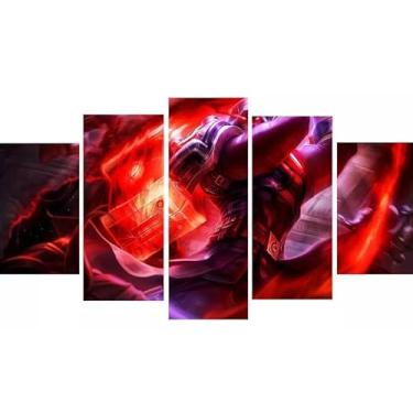 Imagem de Kit quadro decorativo 5 peças 95x60cm Skin Lol Jogo Gamer