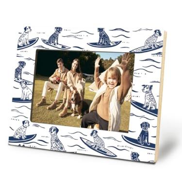 Imagem de Yomisex Porta-retrato de cachorro costeiro, 10 x 15 cm, presentes para donos de pais, amantes de pais, moldura de praia, molduras caprichosas de surfe para decoração de mesa e parede