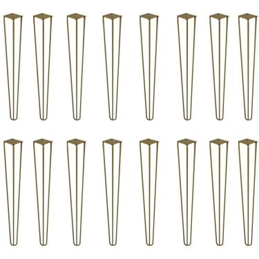 Imagem de Kit 16 Pés De Metal 60 Cm Hairpin Legs Mesa De Canto Dourado G41