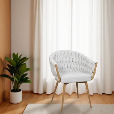 Imagem de Cadeira De Aproximação Eloá Estrutura Aço Carbono Laminado Natural Com Estofado Linho Cru