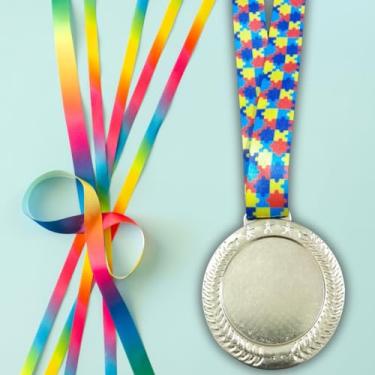 Imagem de Kit 10 Medalhas Para Premiação 60mm Com Cordão Autismo