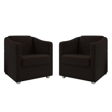 Imagem de Kit 2 Poltronas Tilla Suede Marrom Dal Poz Estofados