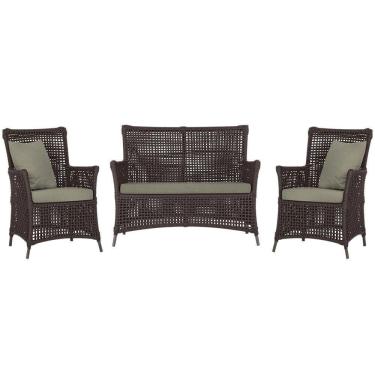 Imagem de Jogo Sofá E 2 Poltronas Igapó Alumínio Marrom E8 Trama Marrom