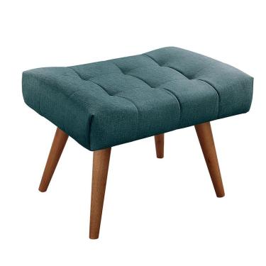 Imagem de Puff Banqueta Theo Madeira Maciça Castellar Móbile Linho Azul