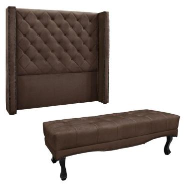 Imagem de Kit Cabeceira E Calçadeira Casal 1,40M Marrom
