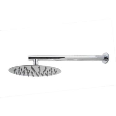 Imagem de Ducha Chuveiro Redondo Solar Ou A Gás Inox Cromado Com Braço 20x20cm -