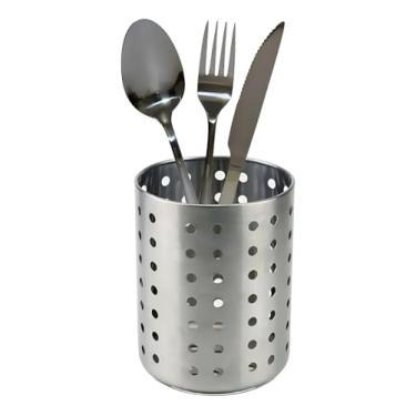 Imagem de Escorredor de Talheres Redondo em Aço Inox – Porta Talheres para Pia, Organizador de Louças Resistente e Durável