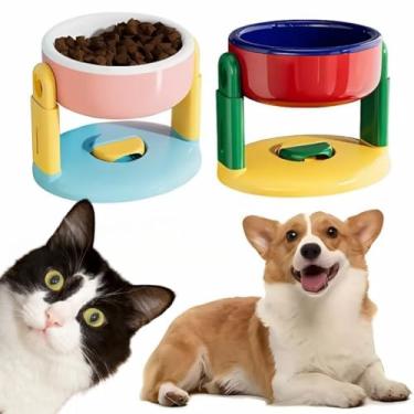 Imagem de Comedouro Bebedouro Elevado para Cães e Gatos com Ventosa – Tigela Pet Ajustável Antiderrapante Altura Regulável