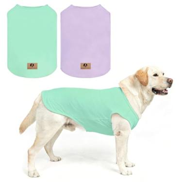 Imagem de KOOLTAIL Roupas para meninos para cães grandes, pacote com 2 camisetas quentes de algodão outono/inverno para uso ao ar livre, proteção UV e contra insetos antiqueda de pelos e colete leve para