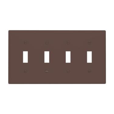 Imagem de Wmhusu Placas decorativas para interruptores de luz, marrom escuro, 4 gangs, placa para interruptor, placa de parede com interruptor quádrupla, capas de tomada para quarto, decoração de casa