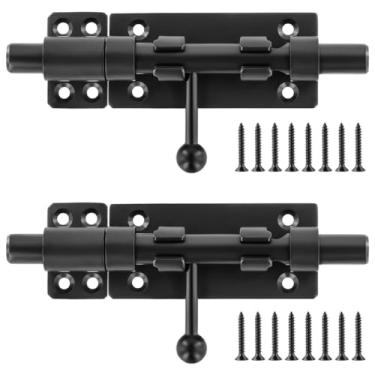 Imagem de Parafusos deslizantes de 15 cm, parafusos de barril de aço inoxidável 304, 2 peças de parafusos deslizantes de aço inoxidável resistentes com orifício para cadeado, para porta de celeiro, porta de