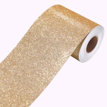 Imagem de Yenhome Retire e cole papel de parede com glitter champanhe de 10 cm x 15 m para decoração DIY