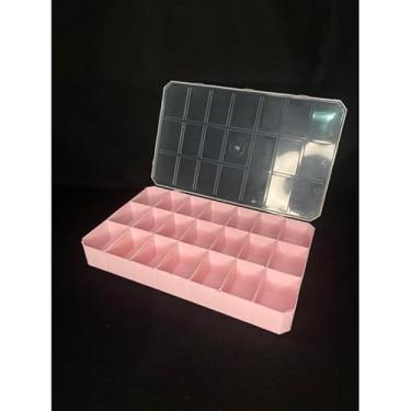 Imagem de Kit 2 Caixas Organizadoras 21 Divisões Transparente – Ideal para Joias Miçangas e Materiais Pequenos (Rosa bebê,2 caixas 21 divisões)