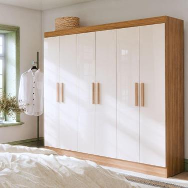 Imagem de Guarda Roupa Casal 6 Portas Itália Com 2 Gavetas E Cabideiro Nature Off White