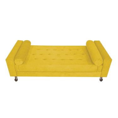 Imagem de Recamier Baú Félix Solteiro 195cm Suede Amarelo