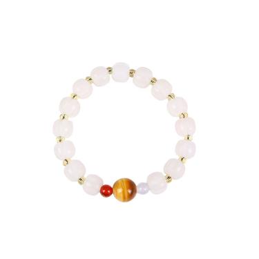 Imagem de Pulseira White Jade Pumpkin Bead com espaçadores dourados para mulheres