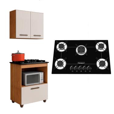 Imagem de Kit Cozinha Balcão Armário Salvia e Cooktop 5 Bocas Chamalux