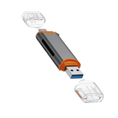 Imagem de FINEANDENG Leitor de cartão cinza USB3.0 SD/TF USB3.0 SD e Micro SD com slot duplo USB-A e USB-C para laptops (USB-A e USB-C Pulg)