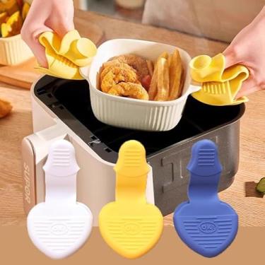 Imagem de 2 peças de luvas de silicone resistentes ao calor clipes isolantes luvas de cozinha antiderrapantes (2 peças brancas)