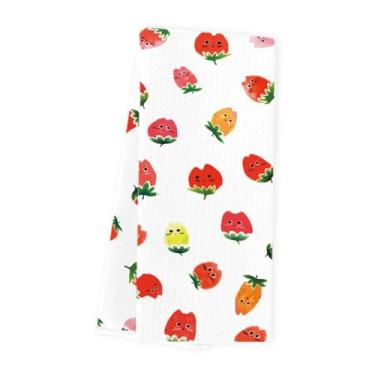 Imagem de WINGTECA Toalhas de cozinha de gato morango toalhas de prato de verão decoração de cozinha presentes de gato para mulheres homens anfitriãs amigos waffle tecer toalha de mão de chá para decoração de