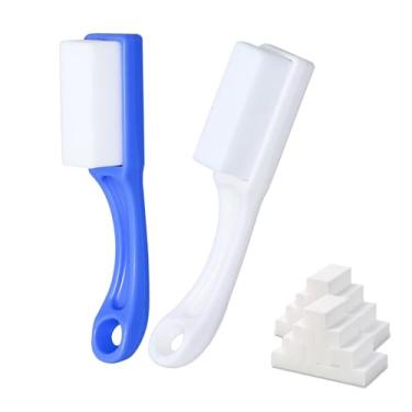 Imagem de QuikSavor Borracha mágica de esponja com alça, 33 esponjas de melamina e 2 escovas de limpeza, conjunto de espuma de melamina de alta densidade para pia de cozinha, fogão, banheiro, parede e limpeza