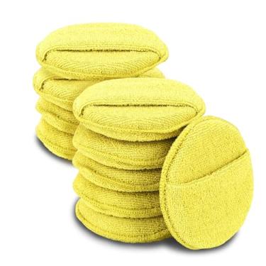 Imagem de HQRNYP 10 almofadas aplicadoras de cera, almofada de polimento, esponja de espuma de polimento de microfibra macia de 12,7 cm de diâmetro com bolso de dedo, polimento de carro e esponja aplicadora de