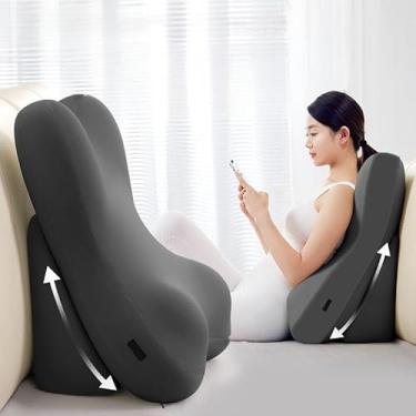 Imagem de Almofada ergonômica para alívio de dor nas costas para adultos, almofada de suporte de 3 zonas com núcleo de espuma de memória, colcha lavável removível, almofada de leitura, cadeira de escritório