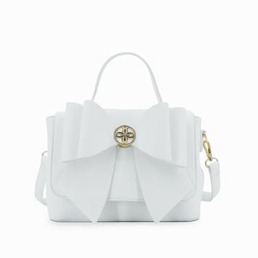 Imagem de Like Dreams Bolsas com laço para mulheres | Bolsa de couro vegano com laço | Bolsas transversais elegantes para mulheres, Branca - Zoey