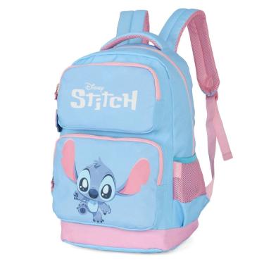 Imagem de Mochila Costas Juvenil Stitch Menina Casual Escola Azul