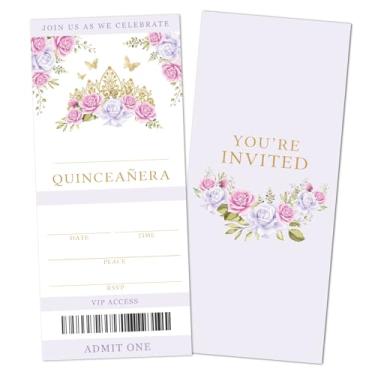 Imagem de ZARYFANCHY Convites de quinze anos de borboleta rosa, bilhete de convites de aniversário de 15 anos rosa blush, 20 cartões de convites de preenchimento com envelopes, decorações de festa de