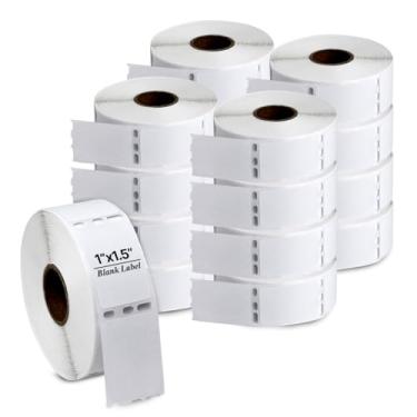 Imagem de 101SignCity Etiquetas autoadesivas brancas de 2,5 cm x 3,8 cm, compatível com DYMO 30347 (16 rolos × 750 etiquetas = 12.000 no total), branco brilhante, sem BPA, design sem atolamento