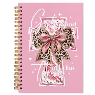 Imagem de YTRGI Cadernos God Is Good, diário bíblico de oração para mulheres, material escolar cristão, caderno cristão rosa, suprimentos de diário bíblico, cadernos para material escolar de escritório, 14 x 21
