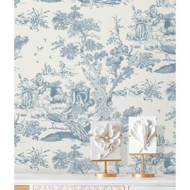 Imagem de Papel de parede CiciWind Toile vintage branco e azul 40cm x 5m