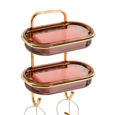 Imagem de Saboneteira para parede de chuveiro, Saboneteira de montagem em parede | Suporte para saboneteira adesivo | Acessórios do banheiro, cremalheira de esponja de drenagem fácil para cozinha de banheira de