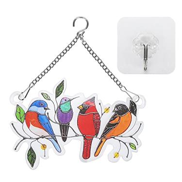 Imagem de Enforcamentos para janelas de pássaros, enfeites coloridos em forma de pássaro para janelas, portas, material de pvc, à prova de, à prova de sol, decorações internas e externas