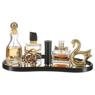 Imagem de Bandeja Decorativa Espelhada Perfumes Maquiagem Lavabo Pia (Preto)