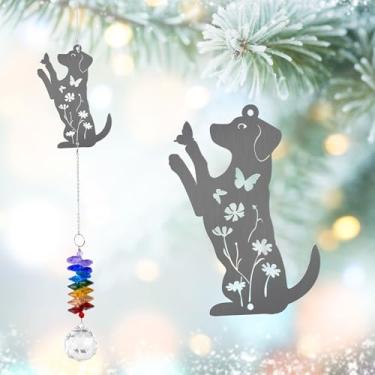 Imagem de GIFTELIX Enfeites de Natal - Presentes de aniversário com silhueta de cachorro floral para mulheres e homens - Lembrança exclusiva para amantes de cães - Criador de arco-íris de cristal - Decoração de
