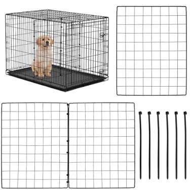 Imagem de 2 peças de painel divisor de caixa de cachorro com laços 13,7 x 17,7 polegadas divisor de canil de metal ajustável para animais de estimação largura de até 90 cm ou comprimento até 69,5 cm (caixa de