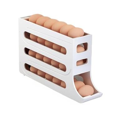 Imagem de Porta Ovos 4 Andares Rolante em Plástico para Geladeira Organizador 20 a 30 Ovos (1 PEÇA 4 ANDARES - BRANCO)