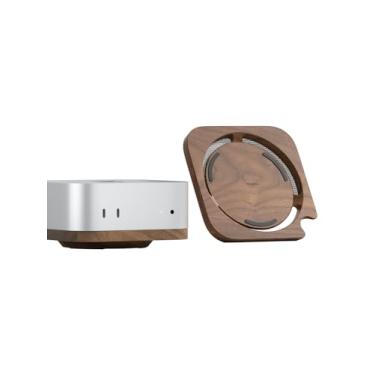 Imagem de Hagibis Suporte Mac Mini, suporte de mesa de nogueira preta à prova de poeira, suporte de resfriamento de dissipação de calor para Mac Mini M4 Pro 2024 (MMP04)